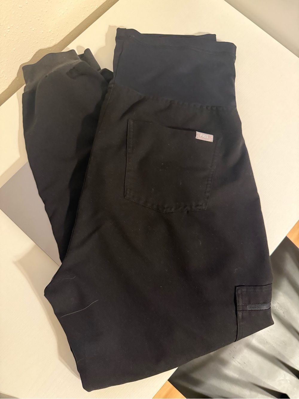 Figs Maternity Black Jogger Pants with Stretch Overbelly Waistband - Picture 5 of 7